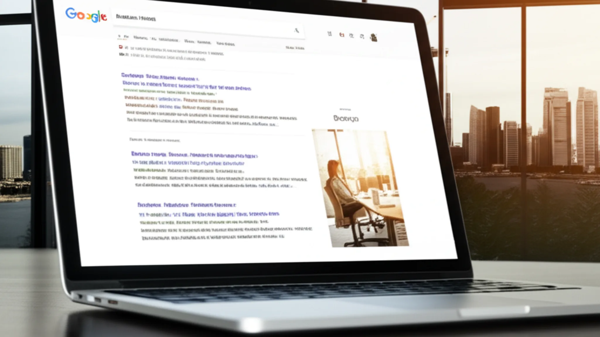 Google search results showing first page ranking for a Singapore business website