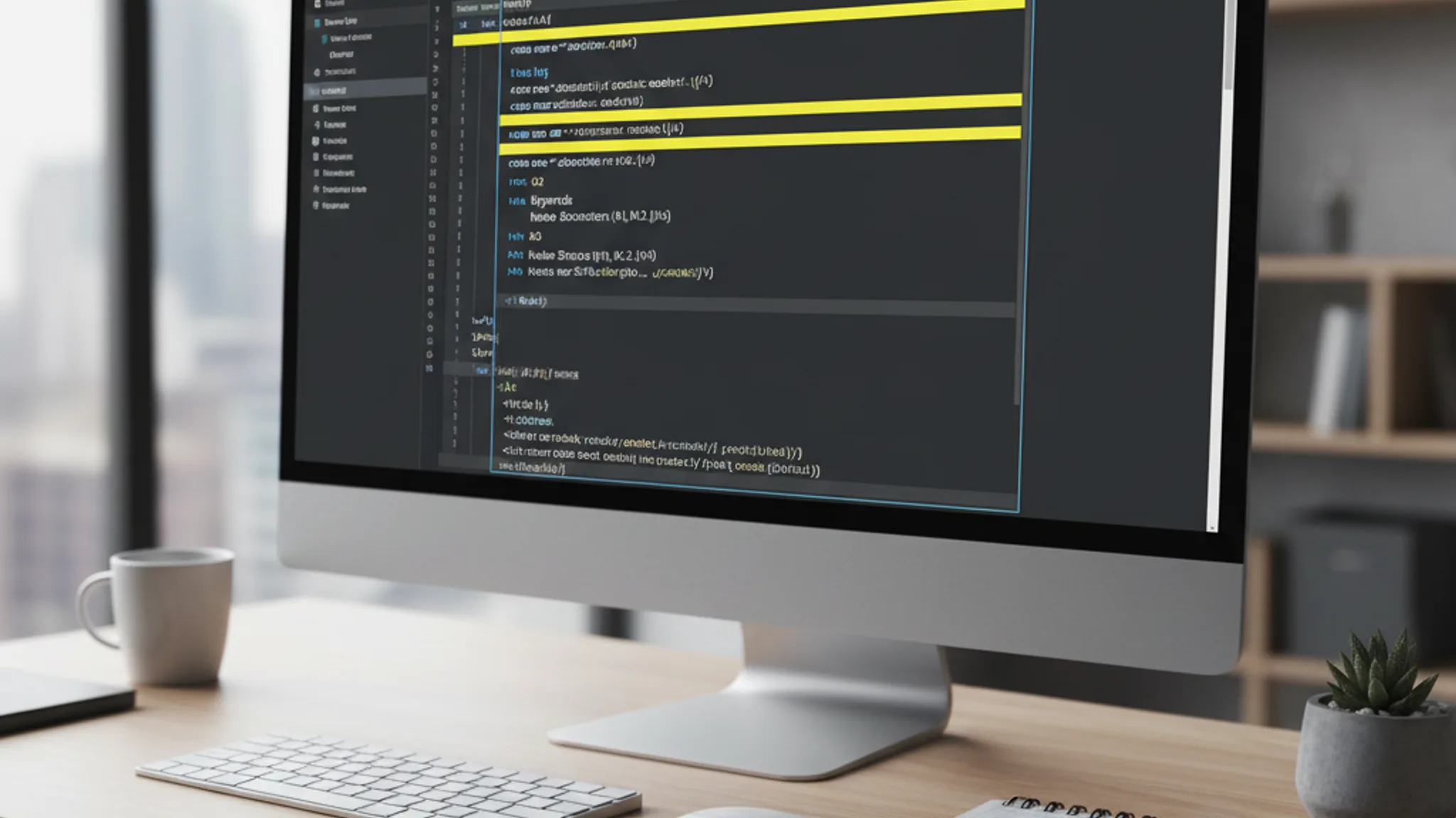 Computer screen showing webpage source code with SEO elements highlighted