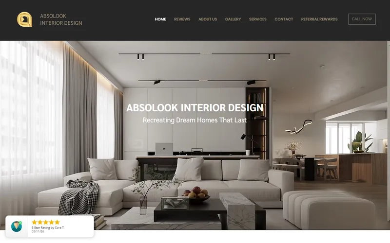 Absolook Interior Design homepage screenshot