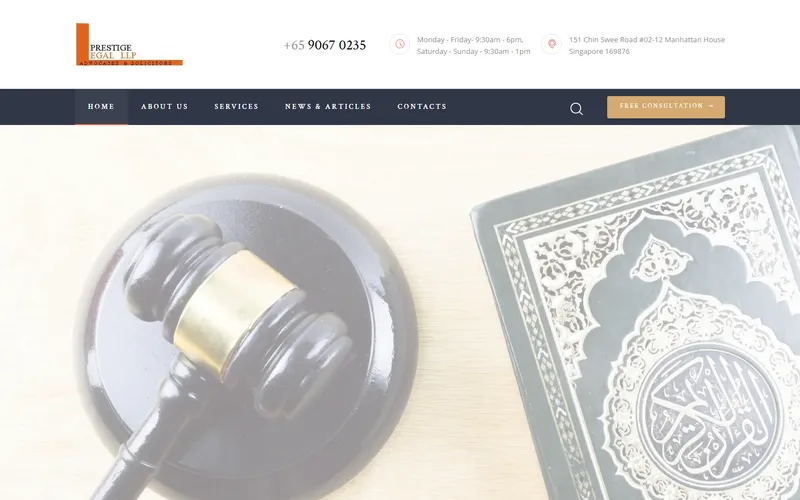 Prestige Legal LLP homepage
