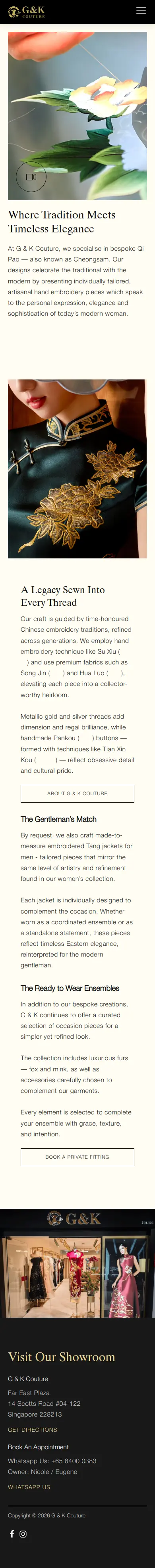 G & K Couture full mobile website view