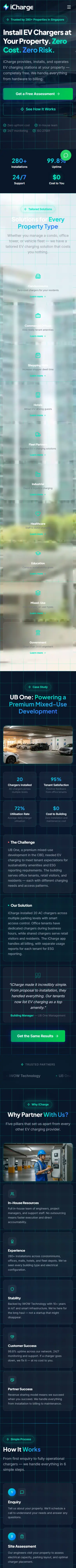 iCharge EV Charging full mobile website view