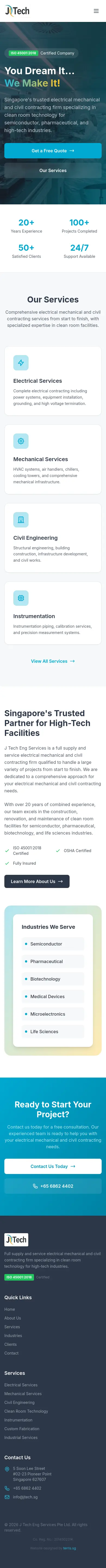 J Tech Eng Services full mobile website view